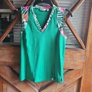 Lady Hagen Green Top with Tropical Trim